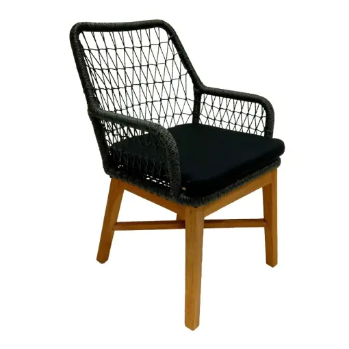 Scaun cu Brate Model Elaiza, Natur/Negru, 58x60x90 cm Expediere rapidă