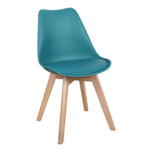 Chilipir Scaun Model Gaston, Albastru/Natur, 43x51x75 cm