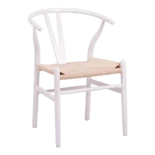 Scaun Model Wishbone, Natur/Alb, 60x51x80 cm Ofertă specială