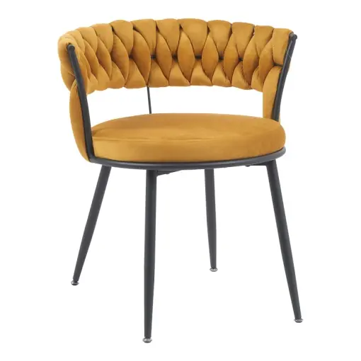 Livrare expres Fotoliu Model Alkia, Galben/Negru, 60x57x68 cm