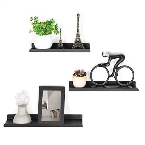 Premium Set 3 etajere, Songmics, Negru, 40x11x2.5 cm