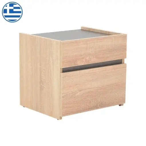 Noptiera Model Comcie, Natur/Gri, 50x42x45.5 cm Preț redus
