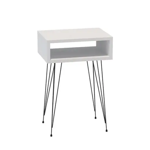 Noptiera Model Naida, Alb/Negru, 40x30x59 cm Nu rata