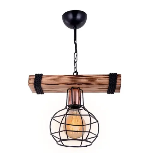Lustra cu o singură lumina PWL-1033, E27 nuc-negru 28.5x15x50 cm Mai ieftin