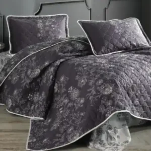 Cuvertura Matlasata, 3 Piese, Nala Antracit, 240x260 cm (Bumbac 100%) Preț redus