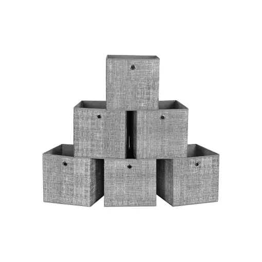 Reducere de preț Set 6 cutii de depozitare pliabile SONGMICS, Gri, 30 x 30 x 30 cm