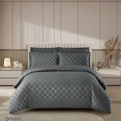 Chilipir Lenjerie cu elastic 180x200cm, Damasc, Cubic V6 Antracit (Finet)