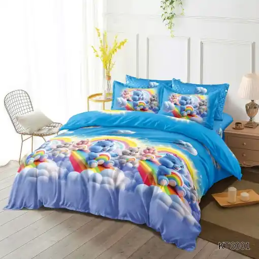 Premium Lenjerie cu Elastic 180x200 cm, Cartoon V1 6 Piese (Finet)