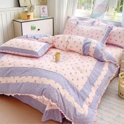 Lenjerie cu Broderie si Volanase Dionne, 4 Piese (Finet) Super ofertă