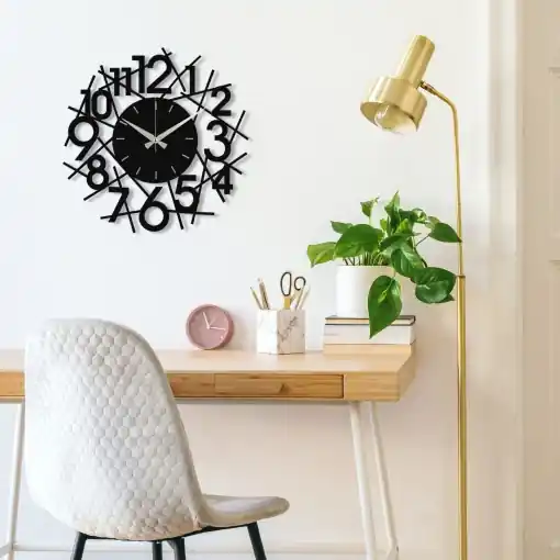 Ceas de perete decorativ din metal Rasputin Negru 48x48 cm Cumpără online