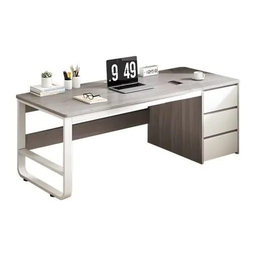 Ieftin Birou cu sertare Model Salto, Gri/Alb, 120x48x74 cm
