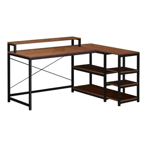 Plată securizată Birou de colt reversibil Model Tebul, Nuc, 130x60x88 cm
