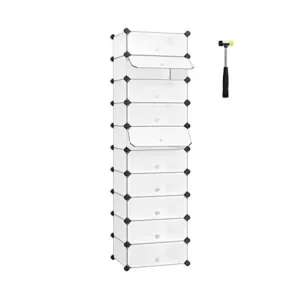 Suport de pantofi, Songmics, 10 compartimente, 40 x 30 x 17 cm, LPC10W, 20 perechi Discount