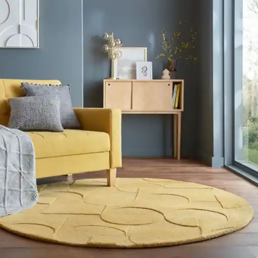 Covor Gigi Galben Ochre 160X160 cm, rotund, Flair Rugs Cel mai bun preț