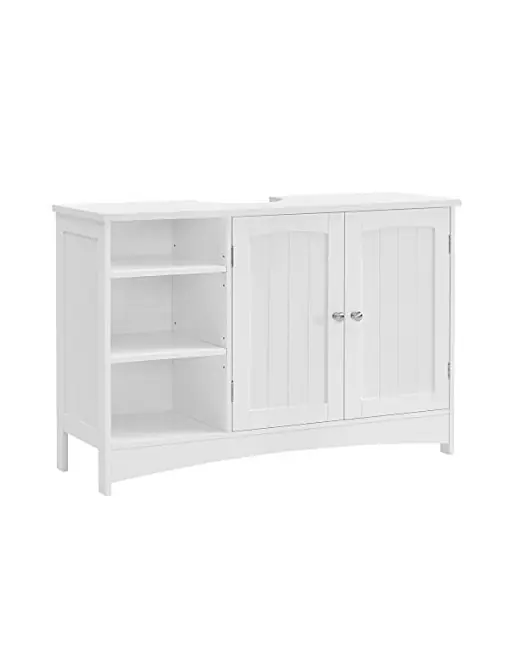Reducere de preț Dulap de depozitare pentru chiuveta, Vasagle, 2 usi, Alb, 90 x 30 x 60 cm