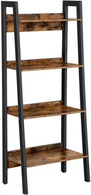 Reducere de preț Raft tip Scară Model Viviana, Maro rustic/Negru, 56x34x137.5 cm