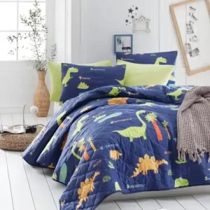 Reducere specială Set Cuvertura Pat Dublu Model Dinolar Dark Blue