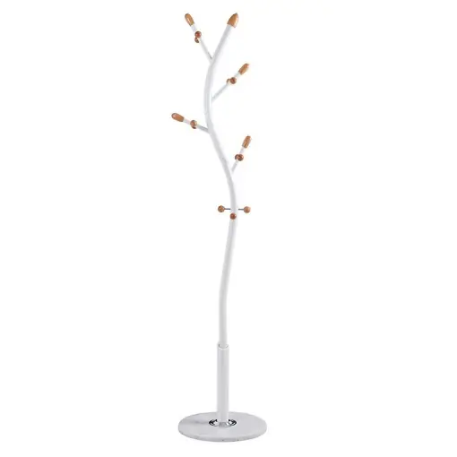 Cuier haine tip pom Sergio metal alb - culoare lemn natural D37x171cm Noutate