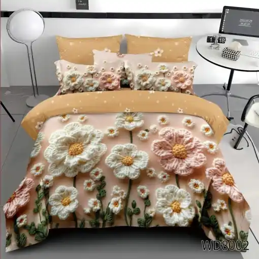 Ultima șansă Lenjerie de pat Finet 5D Digital Print cu elastic – 4 piese, Daisy