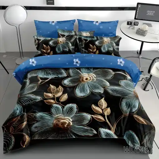 Mai ieftin Lenjerie de pat FINET 5D Digital Print cu elastic – 4 piese, Midnight Garden