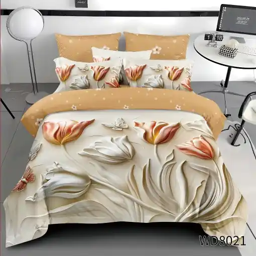 Super ofertă Lenjerie de pat Finet 5D Digital Print cu elastic – 4 piese, Tulip Harmony