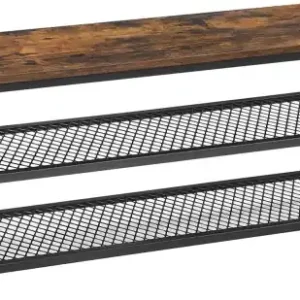 Noutate Bancheta cu suport pantofi Model Selene, Maro rustic/Negru, 100x30x45 cm