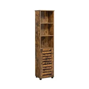 Dulap de depozitare pentru baie, Vasagle, Maro Rustic, 17 x 12 x 65 cm, BBK160X01 Ofertă specială