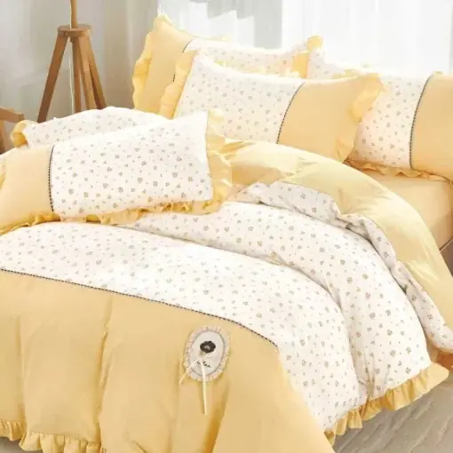 Lenjerie Finet cu Broderie si Volanase, 4 Piese Melor Vanilla Bestseller