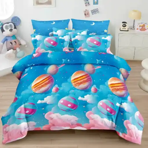 Lenjerie 1 Persoana Copii, Finet, 4 Piese - Astral Cloud Retur ușor