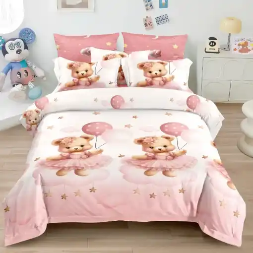 Reducere Lenjerie 1 Persoana Copii, Finet, 4 Piese - Ballerina Kiss