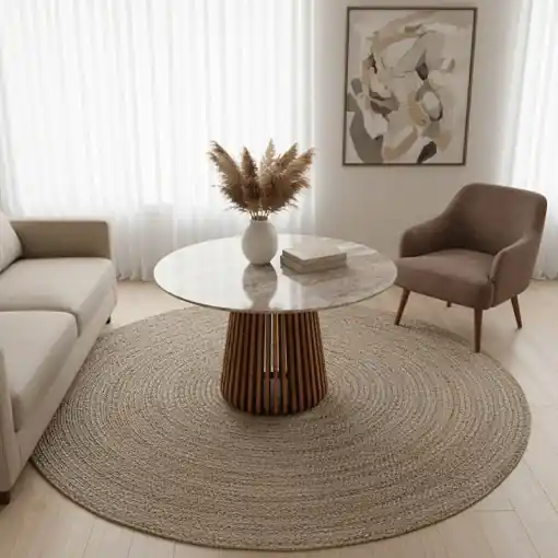Masă Mable, natural/marmorat, 120x120x76 cm Popular