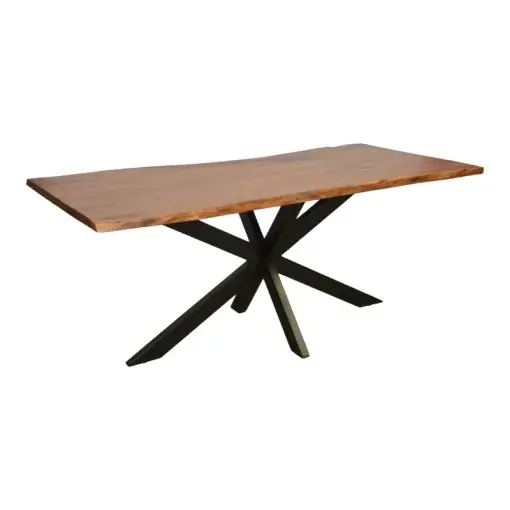 Masă Lenoua, nuc/negru, 180x90x76 cm Preț promoțional
