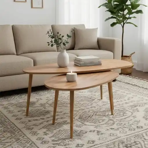 Set de 2 măsuțe de cafea Monty, natural, 116x46x46 cm Premium