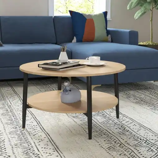 Măsuță de cafea Kody, natural/negru, 80x80x45 cm Livrare expres
