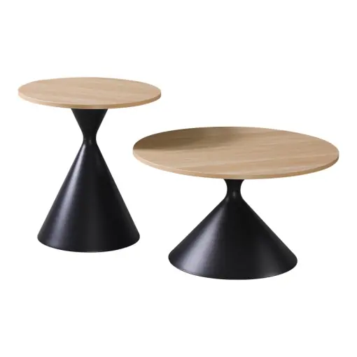 Set de 2 măsuțe de cafea Hemena, negru/natural, 70x70x40 cm Ultima șansă