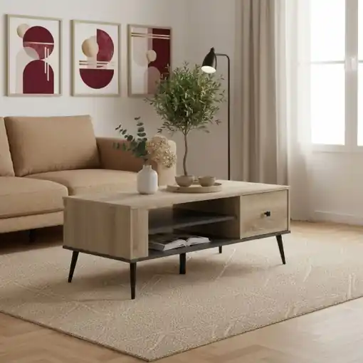 Măsuță de cafea Zezan pakoworld, sonoma/gri închis, 120x51x44.5 cm Expediere rapidă