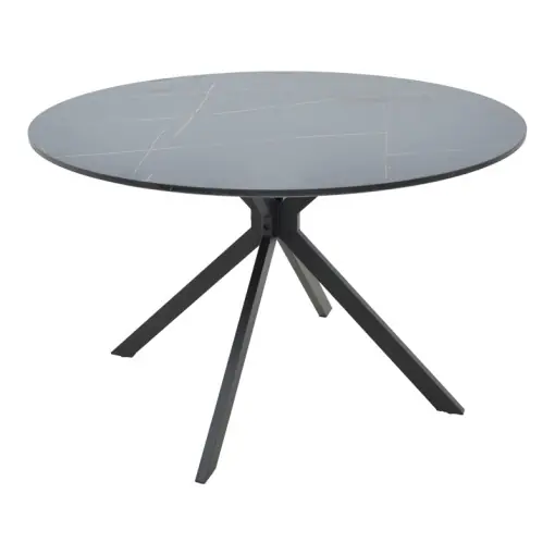 Masă Xuson, negru marmorat/negru, 120x120x75 cm Discount