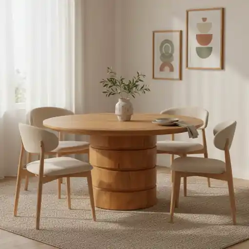 Masă Charmy, natural, 130x130x76 cm Cumpără acum
