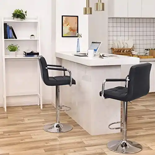 Set 2 scaune de bar Model Dangelo, Negru, 38x44.5x115 cm Ofertă specială