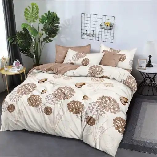 Premium Lenjerie 6 Piese cu Elastic 180x200, Mocha