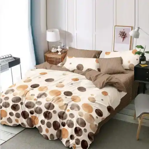 Premium Lenjerie 6 Piese cu Elastic 180x200, Pebble