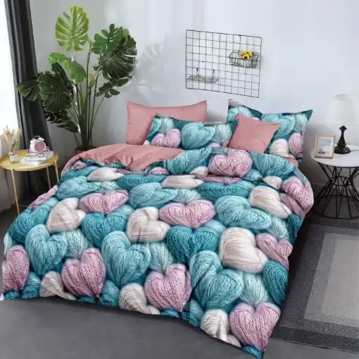 Plată securizată Lenjerie 6 Piese cu Elastic 180x200, Lagoon