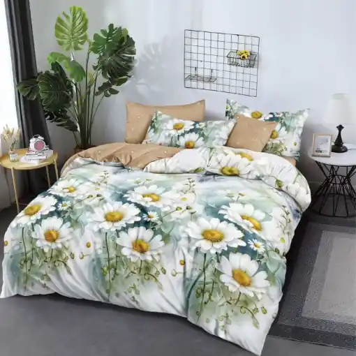 Lenjerie 6 Piese cu Elastic 180x200, Petunia Cumpără online