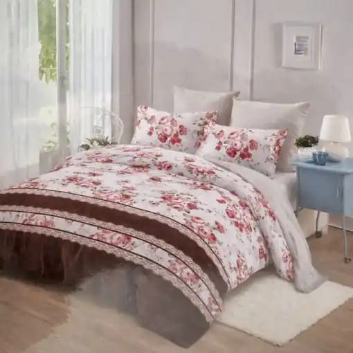 Lenjerie cu Elastic 180x200 cm, Morning Flowers 6 Piese (Finet) Ofertă specială