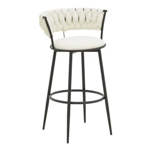 Cumpără acum Scaun de bar Alkia, ecru/negru, 50x56x95 cm