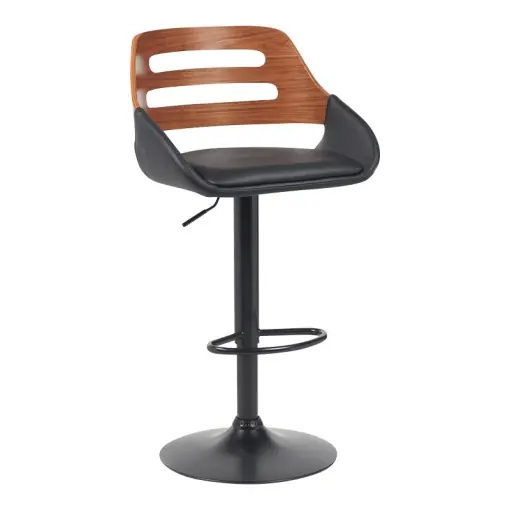 Scaun de bar Fern, negru/nuc, 50x48.5x89-110.5 cm Promoție