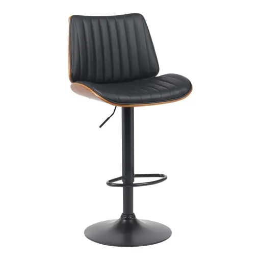 Scaun de bar Amani, negru/nuc, 50.5x54x87.5-107.5 cm Ofertă limitată