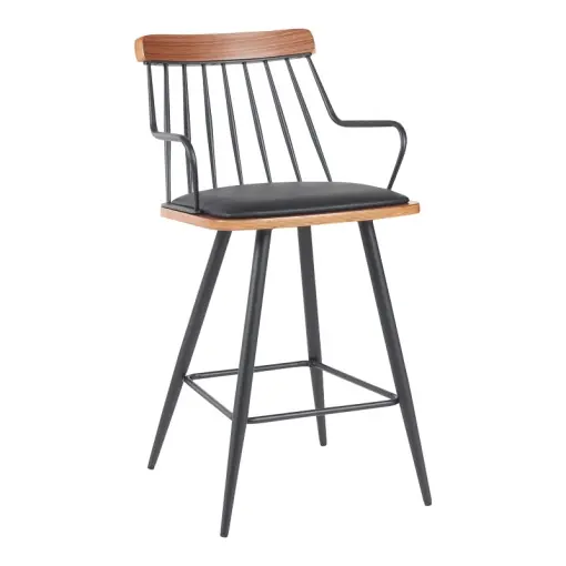 Scaun de bar Posse, negru/nuc, 48x54x92.5 cm Plată securizată