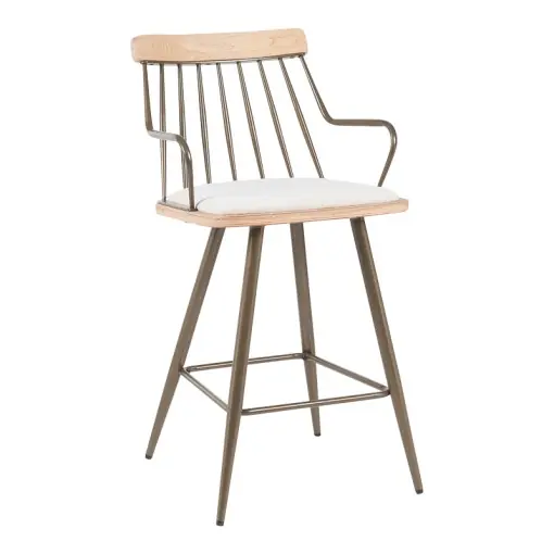 Ofertă specială Scaun de bar Posse, bej/bronz/alb, 48x54x92.5 cm