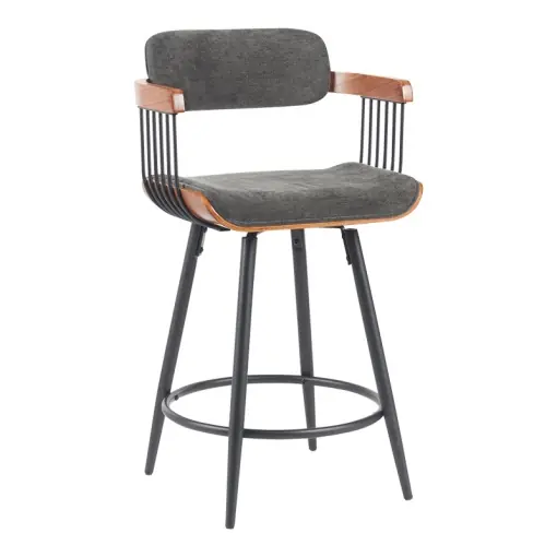 Comandă acum Scaun de bar Cameo, gri închis/nuc, 53x50x93 cm